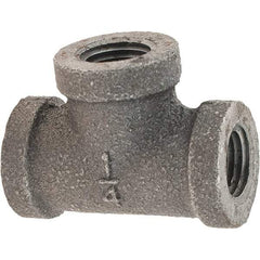 Value Collection - Size 1/4", Class 300, Malleable Iron Black Pipe Tee - 300 psi, Threaded End Connection - Benchmark Tooling