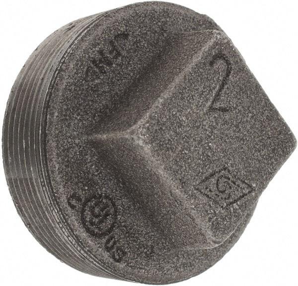 Value Collection - Size 2", Class 150, Malleable Iron Black Pipe Square Plug - 150 psi, Threaded End Connection - Benchmark Tooling