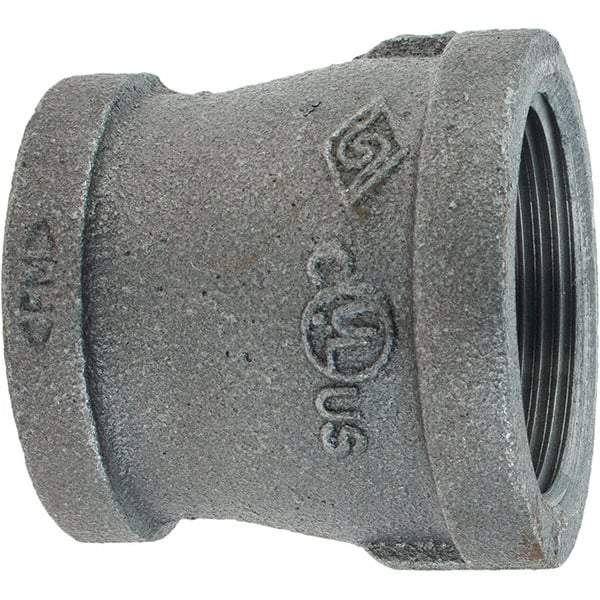Value Collection - Size 1-1/2 x 1-1/4", Class 150, Malleable Iron Black Pipe Reducing Coupling - 150 psi, Threaded End Connection - Benchmark Tooling