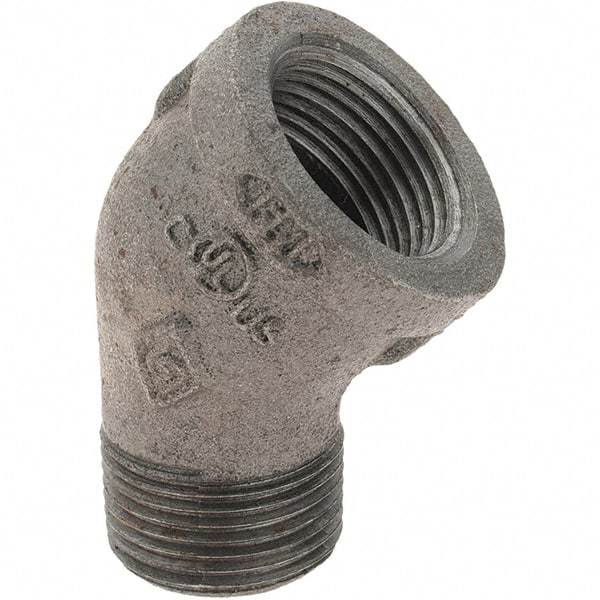 Value Collection - Size 3/4", Class 150, Malleable Iron Black Pipe 45° Street Elbow - 150 psi, Threaded End Connection - Benchmark Tooling