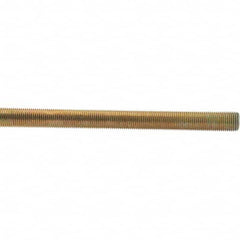 Value Collection - 1/2-20 UNF (Fine), 3' Long, Low Carbon Steel Threaded Rod - Yellow Zinc-Plated Finish - Benchmark Tooling