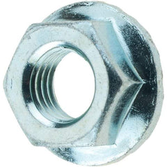 Value Collection - 5/16-24, 0.68" Flange Diam, Serrated Flange Nut - Grade Grade 2 Steel, Zinc-Plated Finish, 0.283" Flange Height - Benchmark Tooling