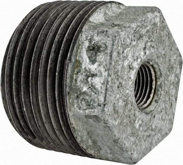 Value Collection - Class 150, 1 x 1/8" Galvanized Pipe Hex Bushing - Threaded, Malleable Iron - Benchmark Tooling