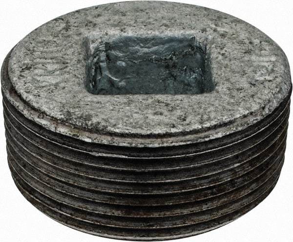 Value Collection - Class 150, 1-1/4" Galvanized Pipe Countersunk Plug - Threaded, Malleable Iron - Benchmark Tooling