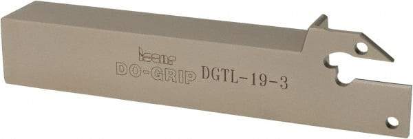 Iscar - 0.118" Min Groove Width, 4-1/2" OAL, Left Hand Indexable Grooving Cutoff Toolholder - 3/4" Shank Height x 3/4" Shank Width, DG. 1../DG. 3.. Insert Style, DGT Toolholder Style, Series Do Grip - Benchmark Tooling