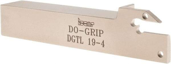 Iscar - External Thread, 1" Max Depth of Cut, 0.157" Min Groove Width, 4-1/2" OAL, Left Hand Indexable Grooving Cutoff Toolholder - 3/4" Shank Height x 3/4" Shank Width, DG.. Insert Style, DGT Toolholder Style, Series Do-Grip - Benchmark Tooling