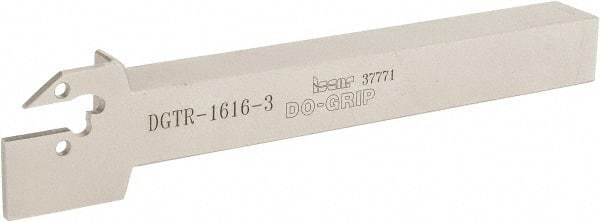 Iscar - 3mm Min Groove Width, 150mm OAL, Right Hand Indexable Grooving Cutoff Toolholder - 16mm Shank Height x 16mm Shank Width, DG. 1../DG. 3.. Insert Style, DGT Toolholder Style, Series Do Grip - Benchmark Tooling