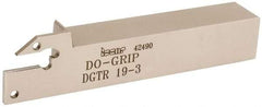 Iscar - 0.118" Min Groove Width, 4-1/2" OAL, Right Hand Indexable Grooving Cutoff Toolholder - 3/4" Shank Height x 3/4" Shank Width, DG. 1../DG. 3.. Insert Style, DGT Toolholder Style, Series Do Grip - Benchmark Tooling