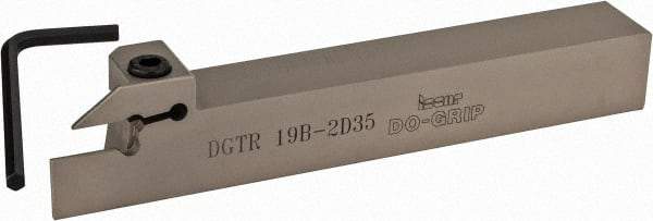 Iscar - External Thread, 0.689" Max Depth of Cut, 0.075" Min Groove Width, 5-1/2" OAL, Right Hand Indexable Grooving Cutoff Toolholder - 0.063 Seat Size, 3/4" Shank Height x 3/4" Shank Width, DG.. Insert Style, DGT Toolholder Style, Series Do-Grip - Benchmark Tooling