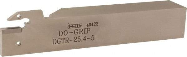 Iscar - External Thread, 0.189" Min Groove Width, 6" OAL, Right Hand Indexable Grooving Cutoff Toolholder - 0.157 Seat Size, 1" Shank Height x 1" Shank Width, DG../GRIP Insert Style, DGT Toolholder Style, Series Do-Grip - Benchmark Tooling