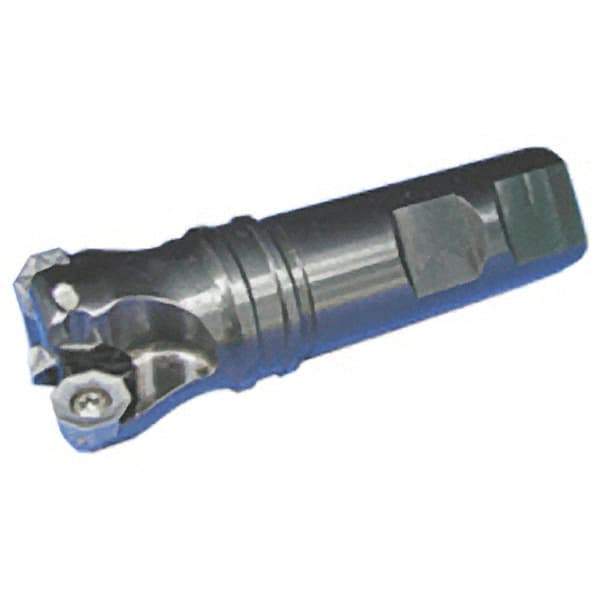 Iscar - 1-1/2" Cut Diam, 0.34" Max Depth of Cut, 1-1/4" Shank Diam, 4" OAL, Indexable Square Shoulder End Mill - S45MT1106, S90MT1106, R90MT43, R90MT1205, O45MT0505 Inserts, Weldon Shank, Series ChamMill - Benchmark Tooling