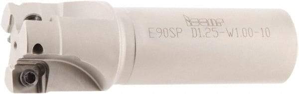 Iscar - 1-1/4" Cut Diam, 0.38" Max Depth of Cut, 1" Shank Diam, 3-3/4" OAL, Indexable Square Shoulder End Mill - S/Q/XPM. 1004.-HQ Inserts, Weldon Shank, 90° Lead Angle, Series Heliquad - Benchmark Tooling