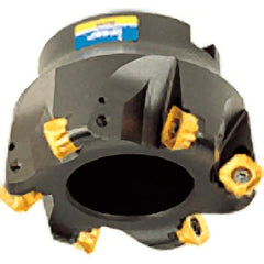 Iscar - 4" Cut Diam, 1-1/2" Arbor Hole, 0.343" Max Depth of Cut, 45° Indexable Chamfer & Angle Face Mill - 8 Inserts, O45MT\xB6R90MT\xB6S45MT\xB6S90MT Insert, Right Hand Cut, 8 Flutes, Series FCM - Benchmark Tooling