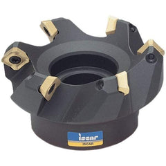 Iscar - 63.1mm Cut Diam, 22mm Arbor Hole, 6.5mm Max Depth of Cut, 45° Indexable Chamfer & Angle Face Mill - 4 Inserts, SE.. 12 Insert, Right Hand Cut, 4 Flutes, Series IscarMill - Benchmark Tooling