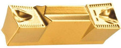 Iscar - 4002GRIP Y Grade IC354, 6mm Cutting Width Carbide Grooving Insert - 3.6mm Max Depth of Cut, Neutral, 0.8mm Corner Radius, TiCN Finish - Benchmark Tooling