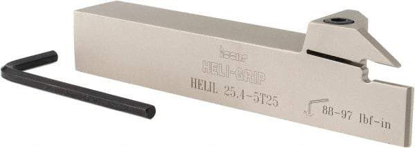 Iscar - External Thread, 0.197" Min Groove Width, 6" OAL, Left Hand Indexable Grooving Cutoff Toolholder - 0.165 Seat Size, 1" Shank Height x 1" Shank Width, DG../GRIP/HGN 300. Insert Style, HELI Toolholder Style, Series Heli-Grip - Benchmark Tooling