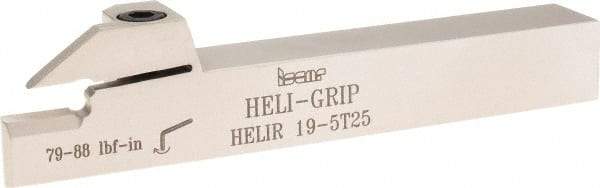 Iscar - HELI, External, Right Hand, 0.197" Max Groove Width, Indexable Grooving Tool Holder - DG.. 5003, GRIP 5.. Insert Compatibility, 3/4" Shank Height, 3/4" Shank Width, 5-1/2" OAL - Benchmark Tooling