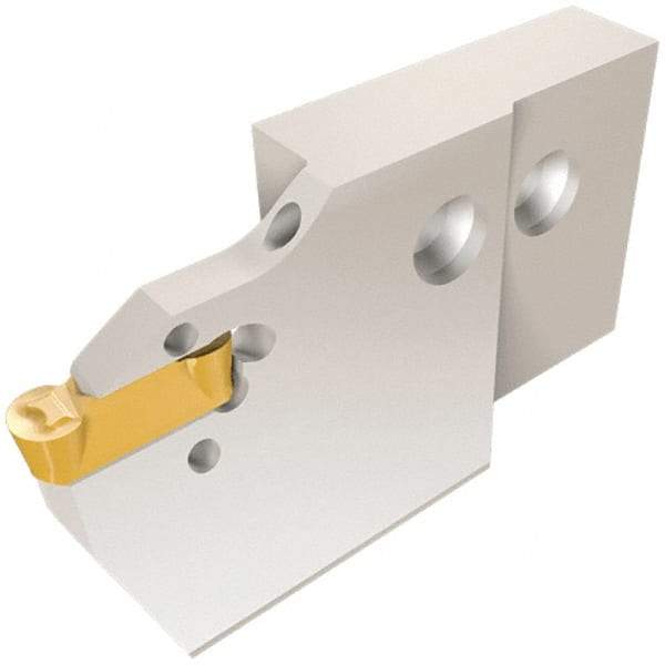 Iscar - 6mm Groove Width, 28mm Max Depth of Cut, Left Hand Cut, HFAE Indexable Grooving Blade - DGN/DGNC/DGNM-C, DGN/DGNM-J/JS/JT, DGN-UT/UA, DGN-W, GRIP, HFPR/L, HGPL Insert Style, Series Heliface - Benchmark Tooling