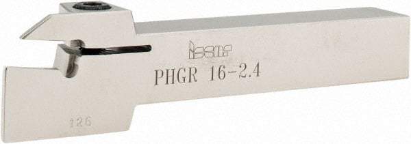 Iscar - PHG, External, Right Hand, 17mm Max Depth of Cut, 2.4 to 3.18mm Groove Width, Indexable Grooving Tool Holder - GDMW 2.4 Insert Compatibility, 16mm Shank Height, 16mm Shank Width, 110mm OAL - Benchmark Tooling