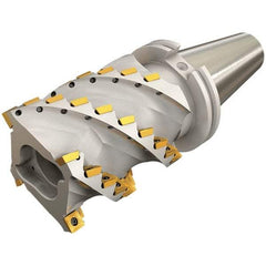 Iscar - 3.94" Cut Diam, 4.13" Max Depth of Cut, Indexable Square Shoulder Helical End Mill - CAT 50 Taper Shank, 90° Lead Angle, Series Heliquad - Benchmark Tooling
