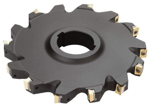 Iscar - Arbor Hole Connection, 0.51" Cutting Width, 1.81" Depth of Cut, 6" Cutter Diam, 1-1/2" Hole Diam, 12 Tooth Indexable Slotting Cutter - SDN Toolholder, QDMT 1205PDTN-HQ Insert - Benchmark Tooling