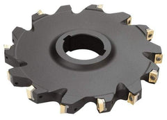 Iscar - Arbor Hole Connection, 0.62" Cutting Width, 1.81" Depth of Cut, 6" Cutter Diam, 1-1/2" Hole Diam, 14 Tooth Indexable Slotting Cutter - SDN Toolholder, QPMT PDTN Insert - Benchmark Tooling