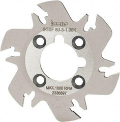 Iscar - Arbor Hole Connection, 3/32" Cutting Width, 0.63" Depth of Cut, 3.15" Cutter Diam, 1" Hole Diam, 6 Tooth Indexable Slotting Cutter - SGSF Toolholder, GSFN, GSFU Insert - Benchmark Tooling