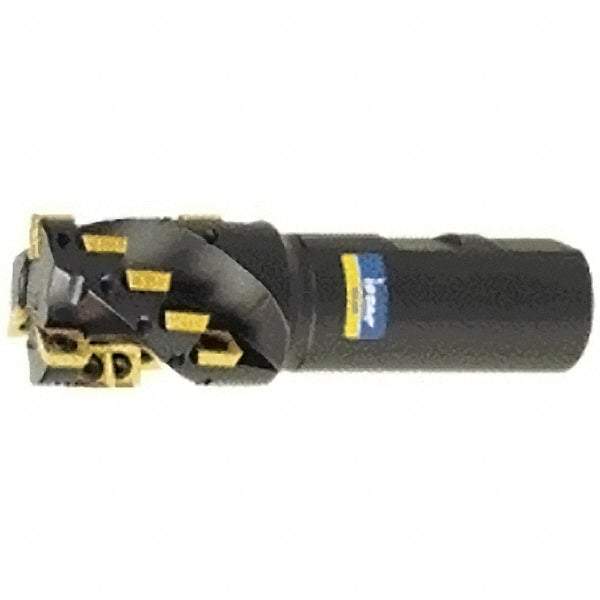 Iscar - 1-1/2" Cut Diam, 2" Max Depth of Cut, 1-1/4" Shank Diam, 5" OAL, Indexable Square Shoulder Helical End Mill - Weldon Shank, 90° Lead Angle, Series IsoMill - Benchmark Tooling