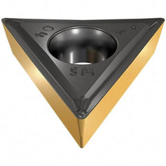 Iscar - TCMT3-1 SM Grade IC570 Carbide Turning Insert - TiCN/TiN Finish, 60° Triangle, 3/8" Inscr Circle, 5/32" Thick, 1/64" Corner Radius - Benchmark Tooling