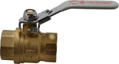 Value Collection - 1" Pipe, Full Port, Brass Full Port Ball Valve - Inline - One Way Flow, FNPT x FNPT Ends, Locking Lever Handle, 300 WOG, 150 WSP - Benchmark Tooling