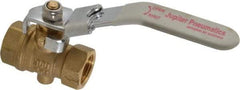 Value Collection - 3/8" Pipe, Full Port, Brass Full Port Ball Valve - Inline - One Way Flow, FNPT x FNPT Ends, Locking Lever Handle, 300 WOG, 150 WSP - Benchmark Tooling