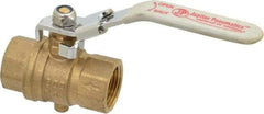 Value Collection - 3/4" Pipe, Full Port, Brass Full Port Ball Valve - Inline - One Way Flow, FNPT x FNPT Ends, Locking Lever Handle, 300 WOG, 150 WSP - Benchmark Tooling