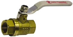 Value Collection - 1-1/2" Pipe, Full Port, Brass Full Port Ball Valve - Inline - Two Way Flow, FNPT x FNPT Ends, Lever Handle, 600 WOG, 150 WSP - Benchmark Tooling