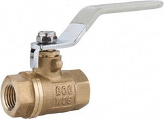 Value Collection - 1/4" Pipe, Full Port, Brass Full Port Ball Valve - Inline - Two Way Flow, FNPT x FNPT Ends, Lever Handle, 600 WOG, 150 WSP - Benchmark Tooling