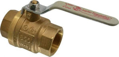 Value Collection - 1-1/2" Pipe, Full Port, Brass UL Listed Ball Valve - Inline - Two Way Flow, FNPT x FNPT Ends, Lever Handle, 600 WOG, 150 WSP - Benchmark Tooling