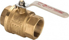 Value Collection - 2" Pipe, Full Port, Brass UL Listed Ball Valve - Inline - Two Way Flow, FNPT x FNPT Ends, Lever Handle, 600 WOG, 150 WSP - Benchmark Tooling