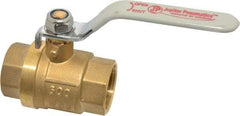 Value Collection - 1" Pipe, Full Port, Brass Full Port Ball Valve - Inline - Two Way Flow, MNPT x FNPT Ends, Lever Handle, 600 WOG, 150 WSP - Benchmark Tooling