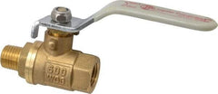 Value Collection - 1/4" Pipe, Full Port, Brass Full Port Ball Valve - Inline - Two Way Flow, MNPT x FNPT Ends, Lever Handle, 600 WOG, 150 WSP - Benchmark Tooling
