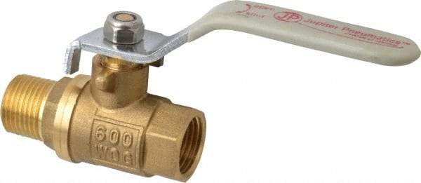 Value Collection - 3/8" Pipe, Full Port, Brass Full Port Ball Valve - Inline - Two Way Flow, MNPT x FNPT Ends, Lever Handle, 600 WOG, 150 WSP - Benchmark Tooling