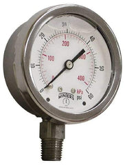 Winters - 2-1/2" Dial, 1/4 Thread, 0-3,000 Scale Range, Pressure Gauge - Lower Connection Mount, Accurate to 1.5% of Scale - Benchmark Tooling