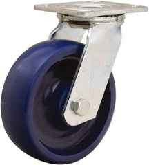 Hamilton - 6" Diam x 2" Wide x 7-1/2" OAH Top Plate Mount Swivel Caster - Polyurethane, 900 Lb Capacity, Sealed Precision Ball Bearing, 4 x 4-1/2" Plate - Benchmark Tooling