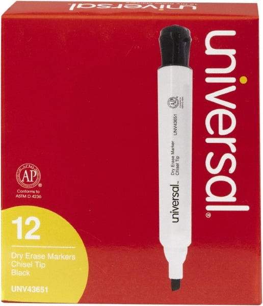 UNIVERSAL - Black, Chisel Tip, Dozen Dry Erase Markers - For Use with Dry Erase Marker Boards - Benchmark Tooling