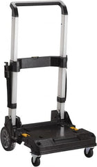 DeWALT - 200 Lb Capacity 12-3/4" OAH Trolley - Telescopic 3-Position Aluminum Handle, Metal, 2 Rigid, 2 Swivel Wheels - Benchmark Tooling