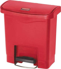 Rubbermaid - 4 Gal Rectangle Unlabeled Trash Can - 15.7" High x 14-7/8" Long, Red, Resin - Benchmark Tooling