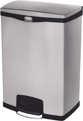 Rubbermaid - 24 Gal Rectangle Unlabeled Trash Can - 31.83" High x 21-3/4" Long, Chrome, Black, Metal - Benchmark Tooling