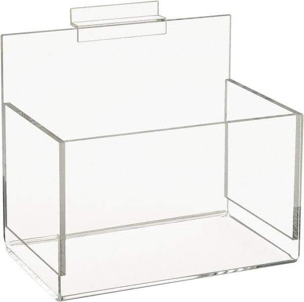 ECONOCO - 5" Deep, Clear Acrylic Slatwall Bin - 7" High x 8" Wide x 5" Long - Benchmark Tooling