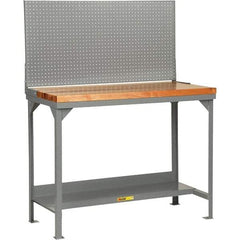Little Giant - 60 Wide x 30" Deep x 36" High, Butcher Block Workbench - 1-3/4" Butcher Block Top, Fixed Legs, Gray - Benchmark Tooling
