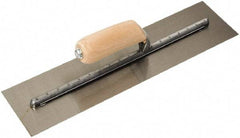 SEYMOUR-MIDWEST - Carbon Steel Finish Trowel - 16" Long x 4" Wide, Wood Handle - Benchmark Tooling