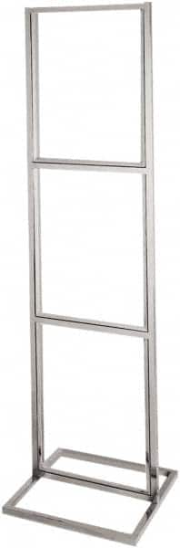 ECONOCO - 22 Inch Wide x 28 Inch High Sign Compatibility, Steel Square Frame Triple Bulletin Sign Holder - Chrome, 90 Inch Holder Height, Holds 3 Signs - Benchmark Tooling