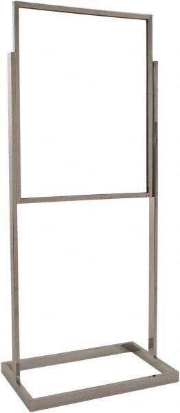 ECONOCO - 22 Inch Wide x 28 Inch High Sign Compatibility, Steel Square Frame Bulletin Sign Holder - Chrome, 56 Inch Holder Height, Holds 1 Sign - Benchmark Tooling